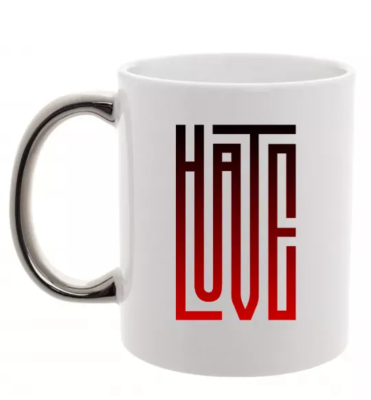 Чашка с цветной ручкой HateLove Серебро фото