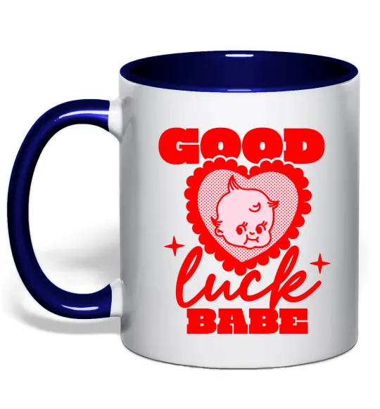 Чашка с цветной ручкой Good luck babe Глубокий темно-синий фото