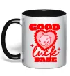 Чашка с цветной ручкой Good luck babe Черный фото