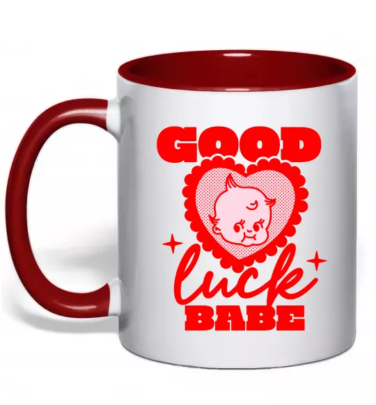 Чашка с цветной ручкой Good luck babe Красный фото