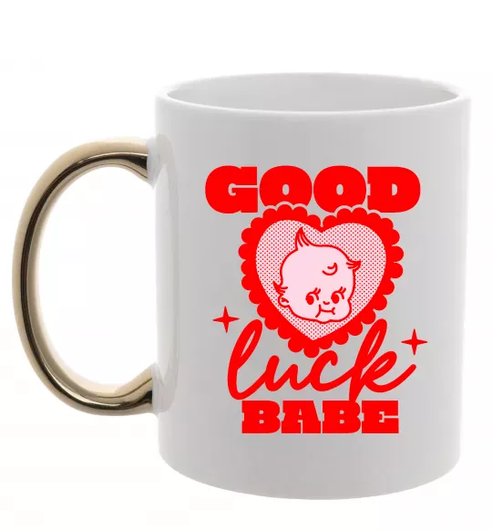 Чашка с цветной ручкой Good luck babe Золото фото