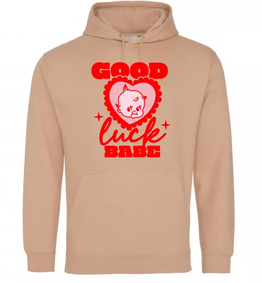 Мужская толстовка (худи) Good luck babe Песочный фото