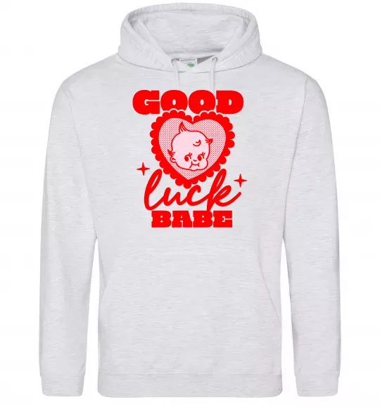 Женская толстовка (худи) Good luck babe Серый меланж фото
