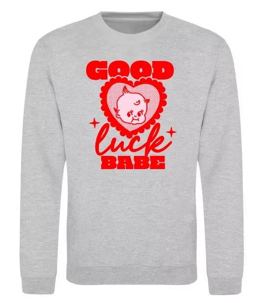 Свитшот Good luck babe Серый меланж фото