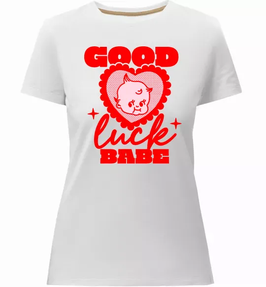 Жіноча преміум футболка Good luck babe Білий фото