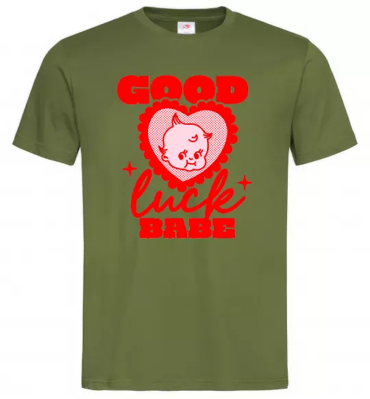 Чоловіча футболка Good luck babe Оливковий фото