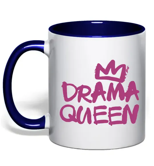 Чашка з кольоровою ручкою Drama Queen корона Глибокий темно-синій фото