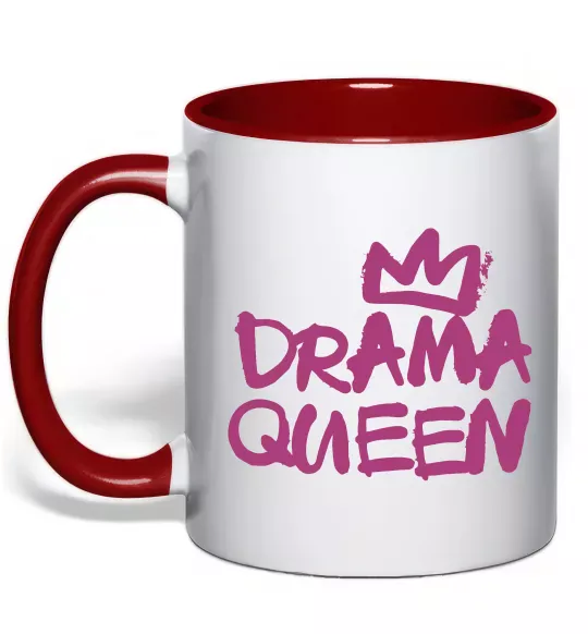 Чашка з кольоровою ручкою Drama Queen корона Червоний фото