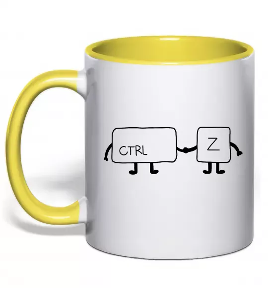 Чашка з кольоровою ручкою Ctrl+Z Сонячно жовтий фото