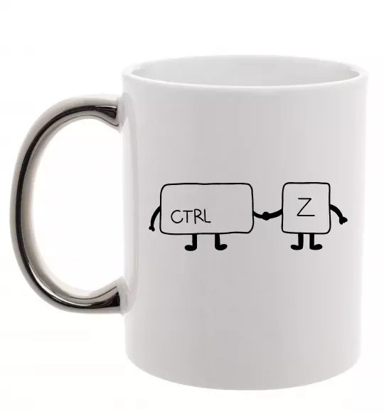 Чашка з кольоровою ручкою Ctrl+Z Срібло фото