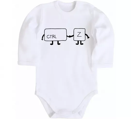 Дитячий бодік Ctrl+Z Білий фото