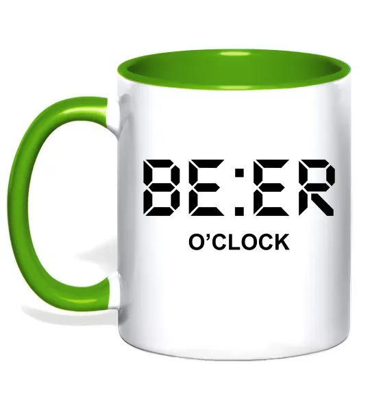 Чашка з кольоровою ручкою BE ER O`clock Лаймовий фото