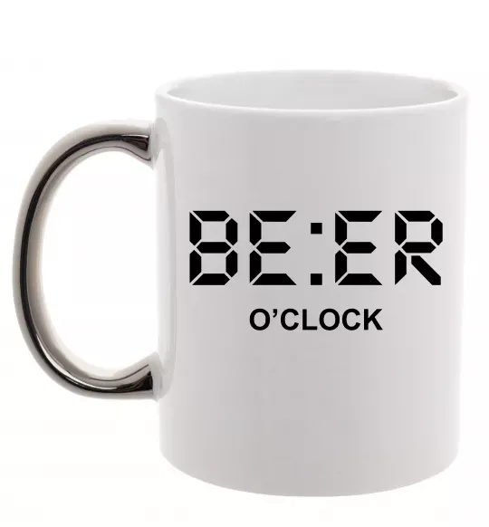 Чашка с цветной ручкой BE ER O`clock Серебро фото