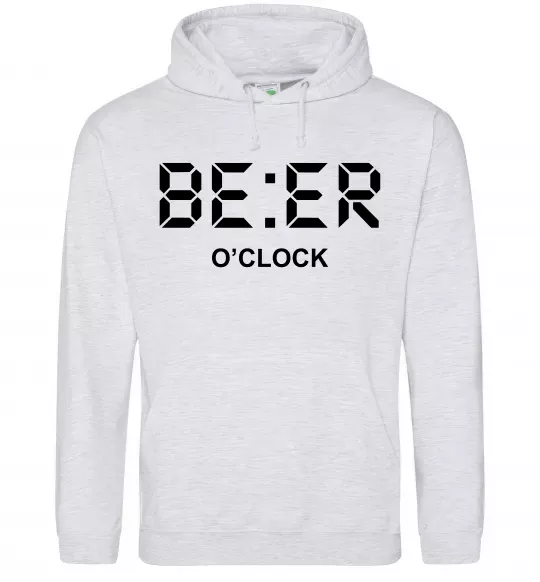 Мужская толстовка (худи) BE ER O`clock Серый меланж фото