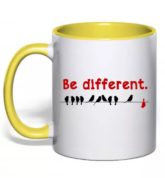 Чашка з кольоровою ручкою Be different Сонячно жовтий фото