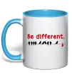 Чашка з кольоровою ручкою Be different Блакитний фото