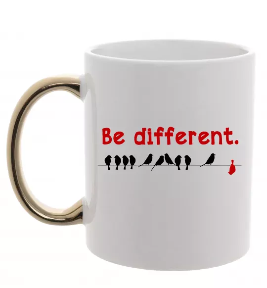 Чашка з кольоровою ручкою Be different Золото фото