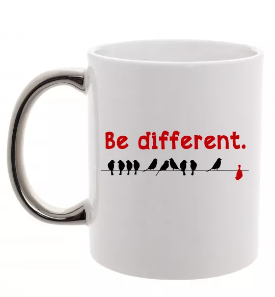 Чашка з кольоровою ручкою Be different Срібло фото