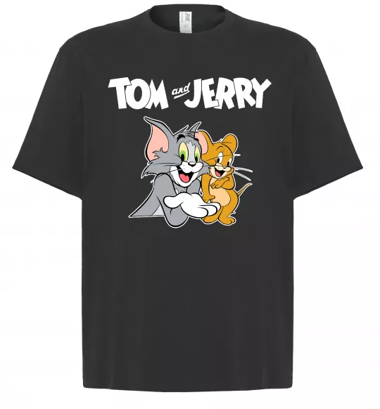 Футболка Оверсайз Tom and Jerry з написом Черный фото