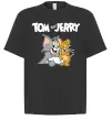 Футболка Оверсайз Tom and Jerry з написом Черный фото