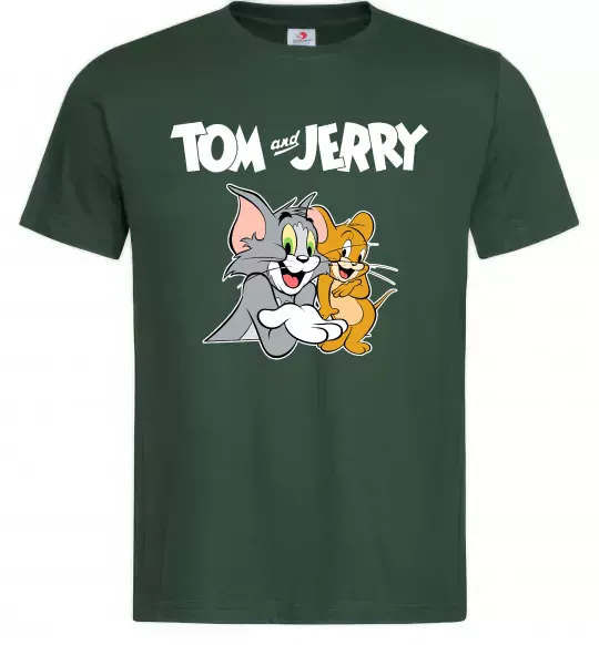 Мужская футболка Tom and Jerry з написом Темно-зеленый фото