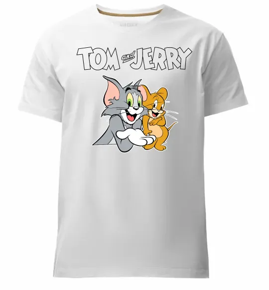 Мужская премиум футболка Tom and Jerry з написом Белый фото