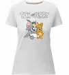 Женская премиум футболка Tom and Jerry з написом Белый фото
