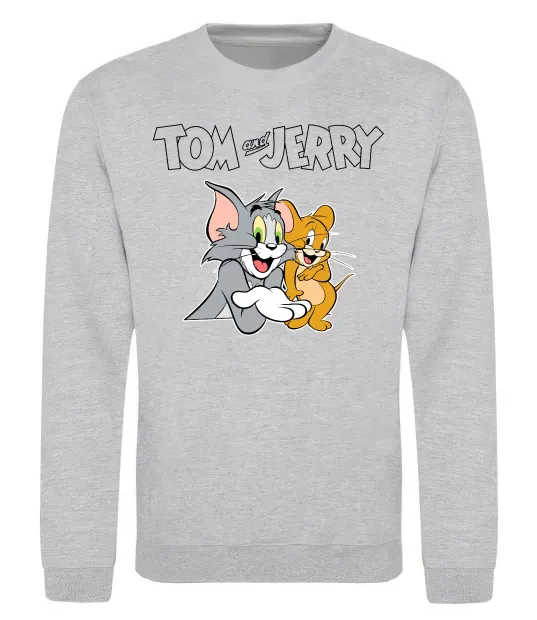 Свитшот Tom and Jerry з написом Серый меланж фото