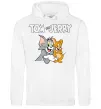 Чоловіча толстовка (худі) Tom and Jerry з написом Білий фото