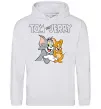 Чоловіча толстовка (худі) Tom and Jerry з написом Сірий меланж фото