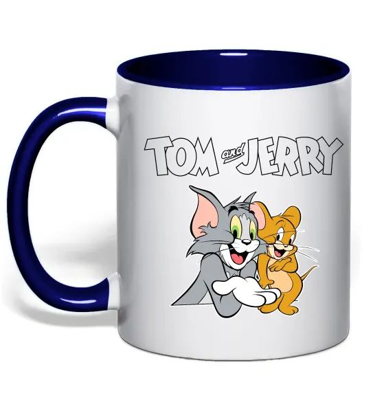 Чашка с цветной ручкой Tom and Jerry з написом Глубокий темно-синий фото