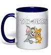 Чашка с цветной ручкой Tom and Jerry з написом Глубокий темно-синий фото
