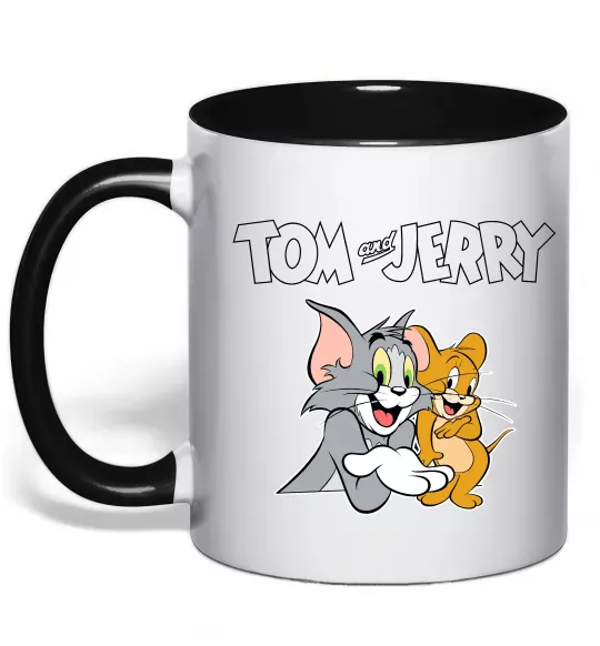 Чашка с цветной ручкой Tom and Jerry з написом Черный фото