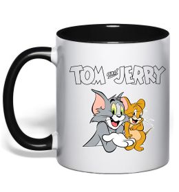 Чашка с цветной ручкой Tom and Jerry з написом
