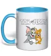 Чашка с цветной ручкой Tom and Jerry з написом Голубой фото