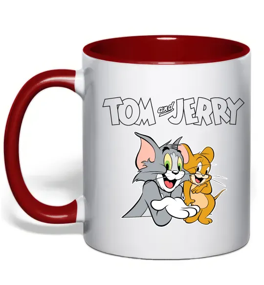 Чашка с цветной ручкой Tom and Jerry з написом Красный фото