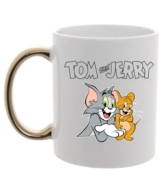 Чашка с цветной ручкой Tom and Jerry з написом Золото фото