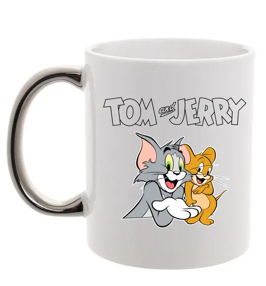 Чашка с цветной ручкой Tom and Jerry з написом Серебро фото