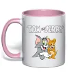 Чашка с цветной ручкой Tom and Jerry з написом Нежно розовый фото
