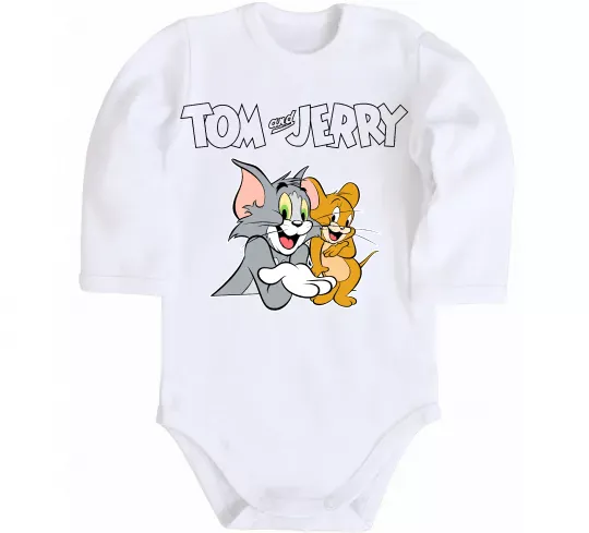 Дитячий бодік Tom and Jerry з написом Білий фото