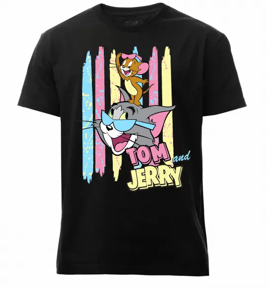Чоловіча преміум футболка Tom and Jerry pastel Чорний фото