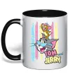 Чашка з кольоровою ручкою Tom and Jerry pastel Чорний фото
