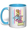 Чашка з кольоровою ручкою Tom and Jerry pastel Блакитний фото