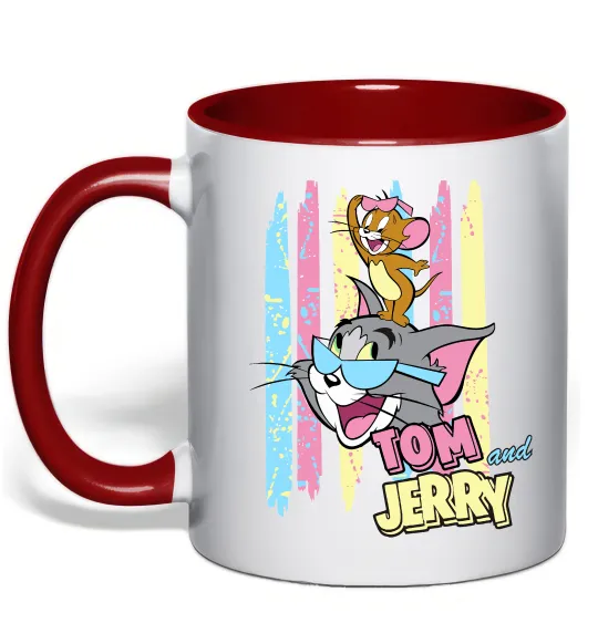 Чашка з кольоровою ручкою Tom and Jerry pastel Червоний фото