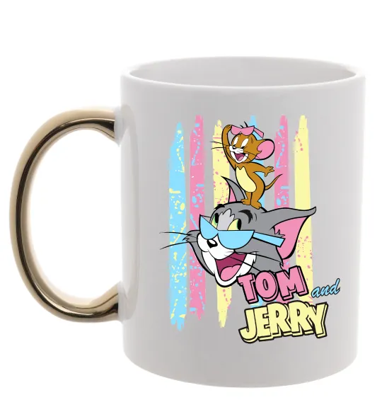 Чашка з кольоровою ручкою Tom and Jerry pastel Золото фото