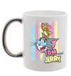 Чашка з кольоровою ручкою Tom and Jerry pastel Срібло фото