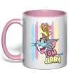 Чашка з кольоровою ручкою Tom and Jerry pastel Ніжно рожевий фото