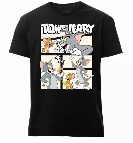 Чоловіча преміум футболка Tom and Jerry collage Чорний фото