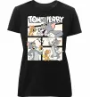 Жіноча преміум футболка Tom and Jerry collage Чорний фото