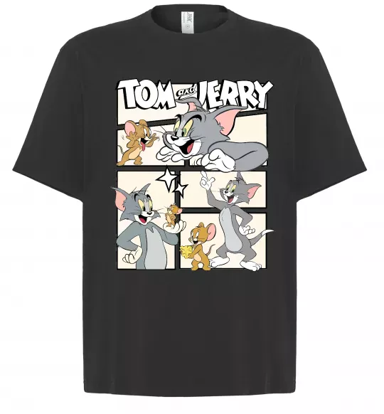 Футболка Оверсайз Tom and Jerry collage Чорний фото